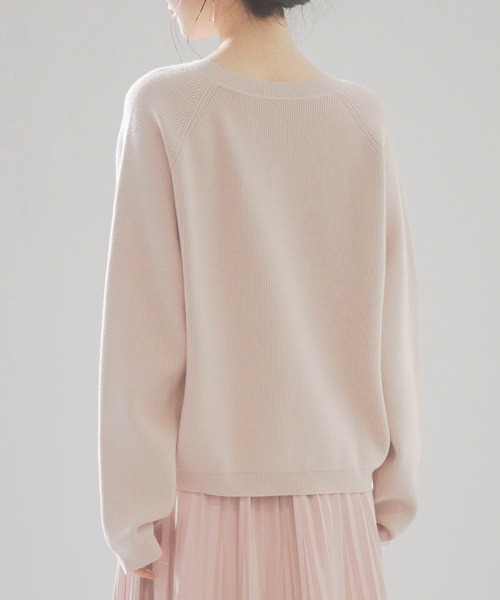 SAISON DE PAPILLON(セゾンドパピヨン)の「レディース 畦編み Vネック ニット プルオーバー ラグランスリーブ(ニット/セーター・レディース・アイボリー/ネイビー/ブルーグレー/チャコール/ピンク/ブラック/ベージュ・L/M)」の19枚目の写真