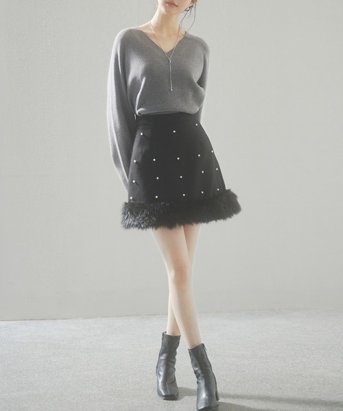 SAISON DE PAPILLON(セゾンドパピヨン)の「レディース 畦編み Vネック ニット プルオーバー ラグランスリーブ(ニット/セーター・レディース・アイボリー/ネイビー/ブルーグレー/チャコール/ピンク/ブラック/ベージュ・L/M)」の17枚目の写真