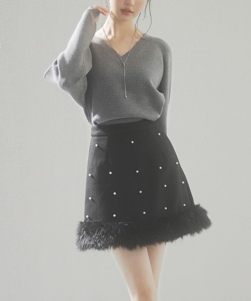 SAISON DE PAPILLON(セゾンドパピヨン)の「レディース 畦編み Vネック ニット プルオーバー ラグランスリーブ(ニット/セーター・レディース・アイボリー/ネイビー/ブルーグレー/チャコール/ピンク/ブラック/ベージュ・L/M)」の18枚目の写真