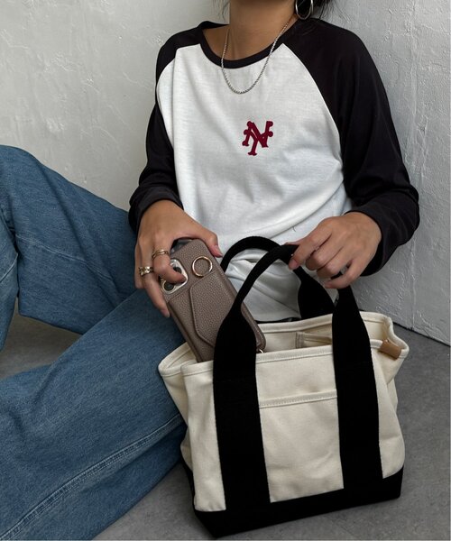 LBC(エルビーシー)の「キャンバス仕切りミニトートバッグ(トートバッグ・レディース・オフホワイト/オレンジ系その他/オリーブ/ダークネイビー/モカ・FREE)」の16枚目の写真