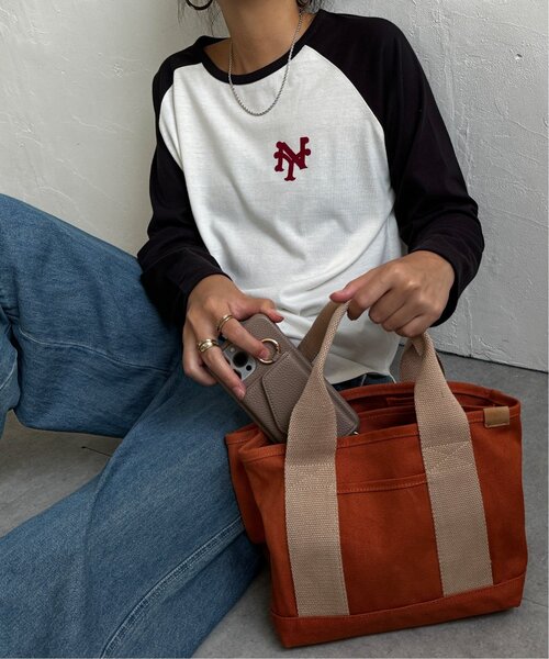 LBC(エルビーシー)の「キャンバス仕切りミニトートバッグ(トートバッグ・レディース・オフホワイト/オレンジ系その他/オリーブ/ダークネイビー/モカ・FREE)」の19枚目の写真