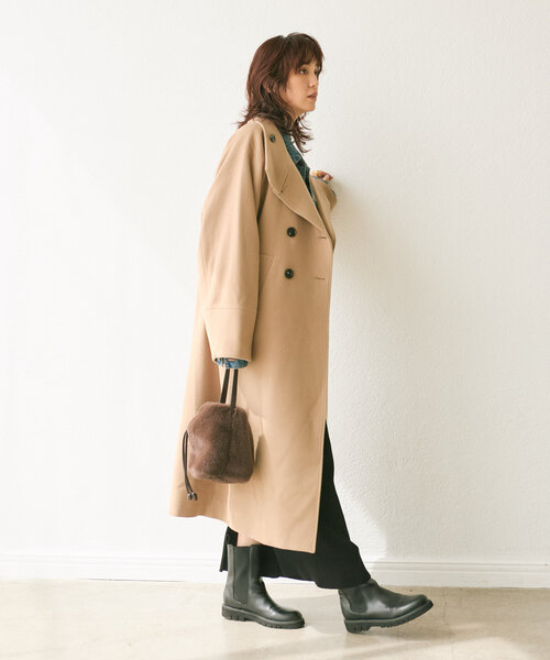 RIVE DROITE（リヴドロワ）の「【着映え◎】ウールスタンドネックコート（その他アウター・レディース・ネイビー/キャメル・FREE）」の21枚目の写真