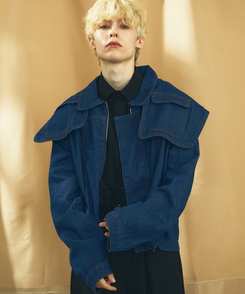 【セール】ボリュームショルダージップアップデニムジャケット（デニムジャケット）｜Shoowtime（ショウタイム）