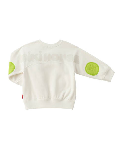 MIKI HOUSE(ミキハウス)の「【WEB限定】バックロゴトレーナー(スウェット・キッズ・コーラルピンク/ブルー/レッド/ホワイト/ライトグリーン/グリーン/イエロー/ネイビー・140cm/130cm/110cm/100cm/90cm/80cm/120cm)」の2枚目の写真