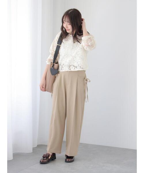 Te chichi TERRASSE(テチチテラス)の「サイドリボンセンタープレスパンツ(その他パンツ・レディース・チャコールグレー/ブラック/ベージュ・F)」の8枚目の写真