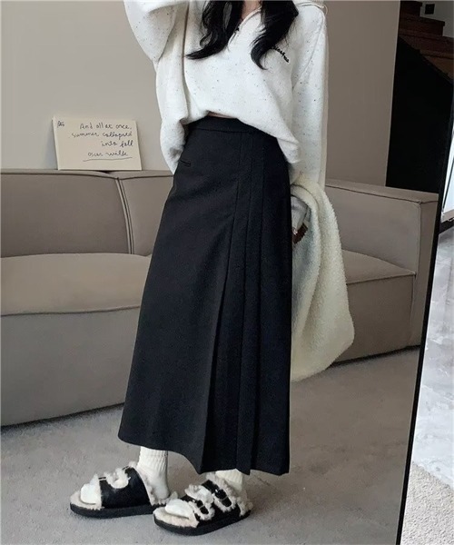 Dream garden（ドリームガーデン）の「サイドプリーツロングスカート（スカート・レディース・ブラック/ダークグレー/ダークブラウン・S/XL/2XL/L/M/3XL/4XL/5XL）」の11枚目の写真