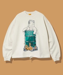 go slow caravan | 空紡糸裏毛 ドラム缶風呂クマ ヘムスピンドルBOXクルー(スウェット)