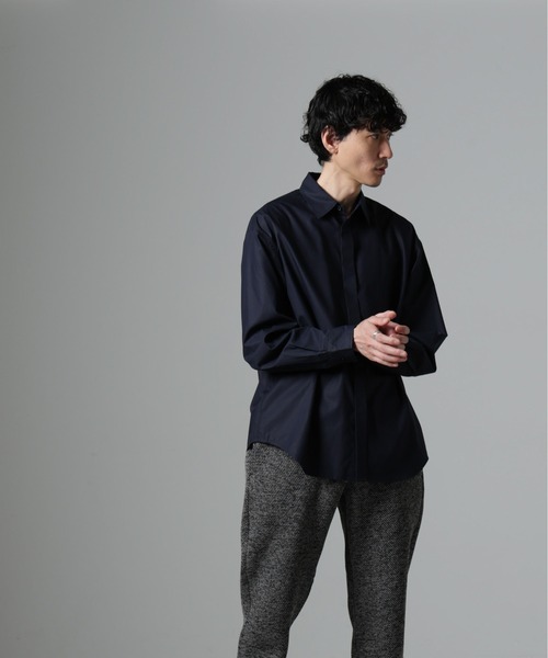 NANO universe(ナノユニバース)の「WEB限定/テンセルコットン比翼レギュラーカラーシャツ(シャツ/ブラウス・メンズ・ネイビー/ホワイト/ブルー・L/M)」の10枚目の写真