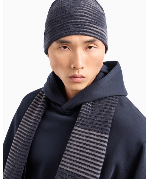 ARMANI EXCHANGE(アルマーニエクスチェンジ)の「【A|X アルマーニ エクスチェンジ】ニットキャップ(ニットキャップ/ビーニー・メンズ・スモークグレー/ベージュ/ネイビー・FREE)」の7枚目の写真