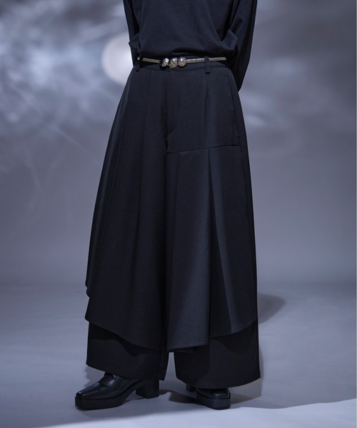 Ellno Loset(エルノロゼット)の「アシメプリーツハカマパンツ(その他パンツ・メンズ・ブラック・MEDIUM/SMALL/LARGE/X-SMALL)」の4枚目の写真