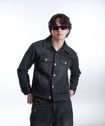 SUGARHILL（シュガーヒル）のZip-up Damaged Jacket-BLACK