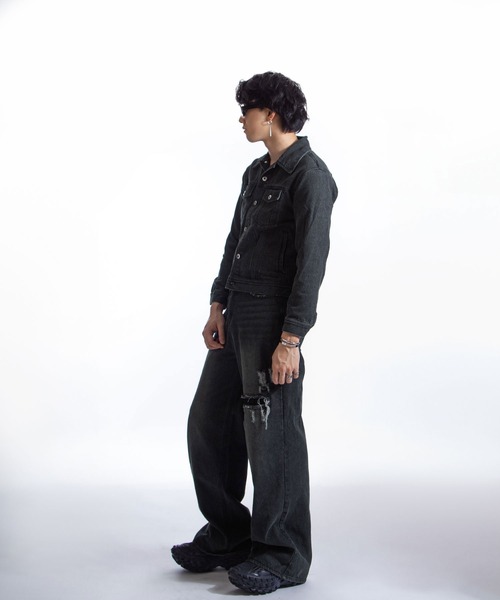 ZIP FIVE -White Line-(ジップファイブホワイトライン)の「【White Line】 コンパクト デニム ジャケット / 短丈 ジャケット(デニムジャケット・メンズ・ブルー/サックスブルー/ブラック・MEDIUM/LARGE/X-LARGE)」の8枚目の写真