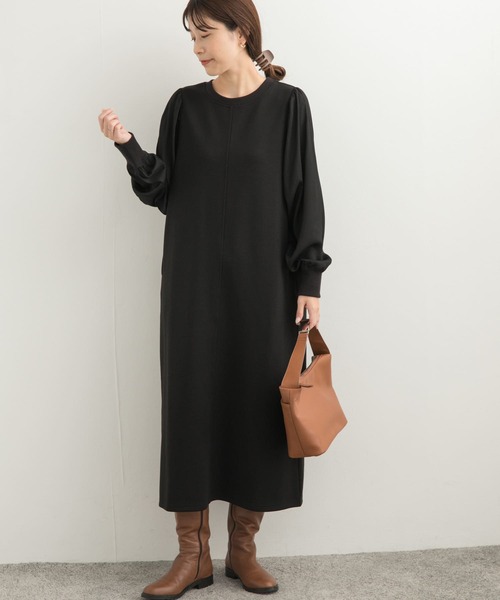 URBAN RESEARCH DOORS(アーバンリサーチドアーズ)の「ボリュームスリーブドッキングワンピース(ワンピース・レディース・ブラック/モカ・MEDIUM)」の15枚目の写真