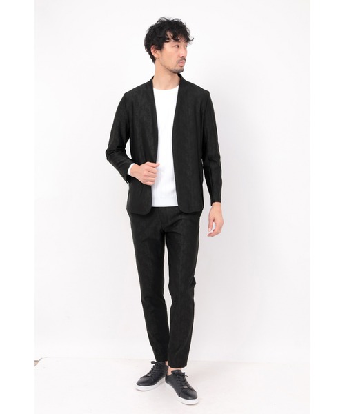 HIGH STREET(ハイストリート)の「HIGH STREET∴4WAYブラッシュジャガードノーカラージャケット(ノーカラージャケット・メンズ・ブラック/ベージュ/グレー・L/M/LL)」の6枚目の写真