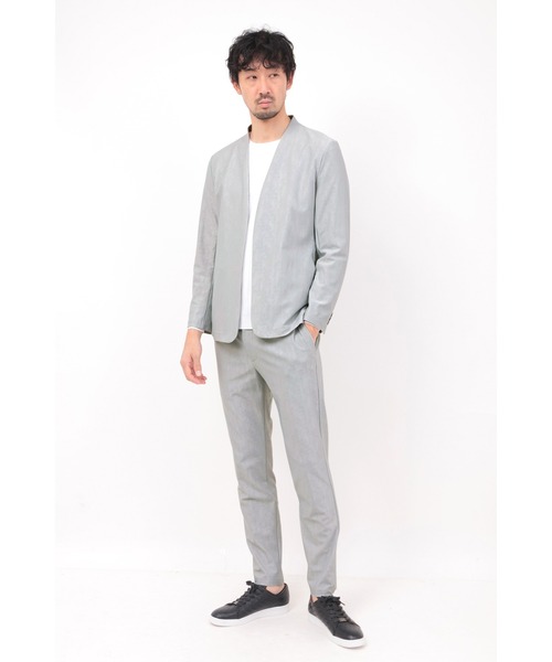 HIGH STREET(ハイストリート)の「HIGH STREET∴4WAYブラッシュジャガードノーカラージャケット(ノーカラージャケット・メンズ・ブラック/ベージュ/グレー・L/M/LL)」の5枚目の写真