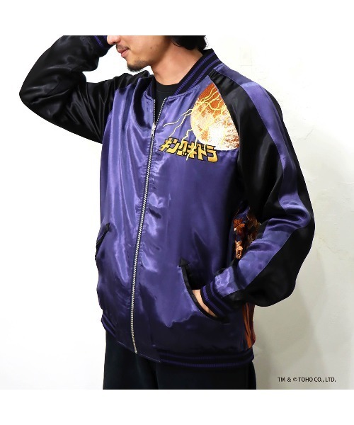 ラ*ィ様 バンビ スカジャン パンディエスタ三味線刺繍 スカジャン 紺×ゴールド XL Sukajan