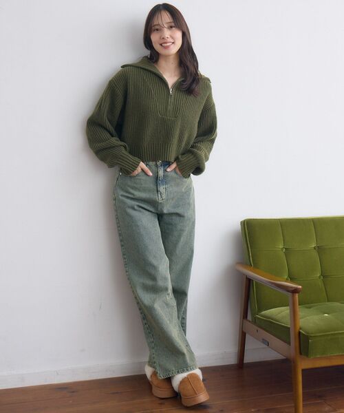 RETRO GIRL(レトロガール)の「ハーフジップPO(ニット/セーター・レディース・グレー系その他3/ダークグリーン/ブラック系その他3/ナチュラル・FREE)」の13枚目の写真