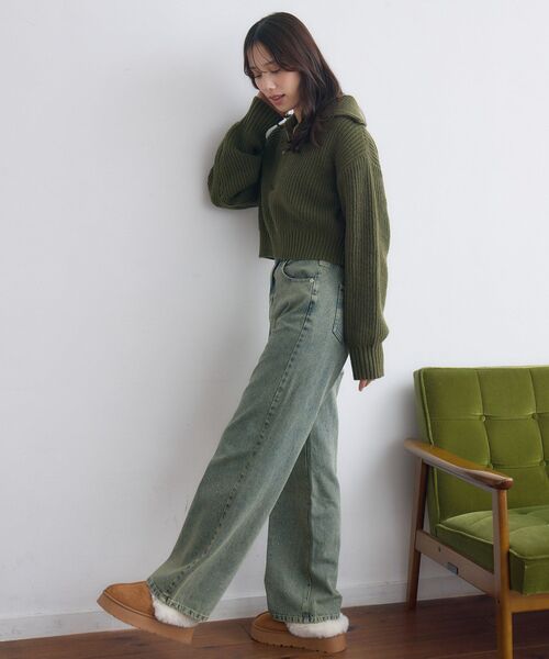 RETRO GIRL(レトロガール)の「ハーフジップPO(ニット/セーター・レディース・グレー系その他3/ダークグリーン/ブラック系その他3/ナチュラル・FREE)」の15枚目の写真
