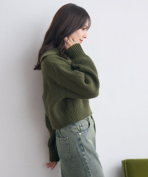 RETRO GIRL(レトロガール)の「ハーフジップPO(ニット/セーター・レディース・グレー系その他3/ダークグリーン/ブラック系その他3/ナチュラル・FREE)」の6枚目の写真