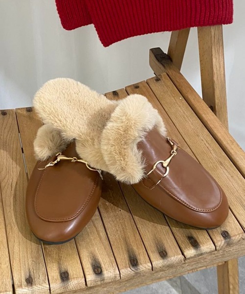 ファー付きローファーサンダル（ローファー）｜mebole（メボレ）の  