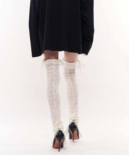 POOLDE（プールデ）の「【POOLDE/プールデ】Gypsophila Leggings/レギンス（タイツ/ストッキング・レディース・ホワイト/ブラック・FREE）」の9枚目の写真