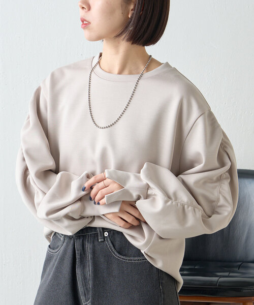 袖ギャザーダンボールカットソー（Tシャツ/カットソー）｜Jena espace merveilleux（ジェナ エスパスメルヴェイユ）