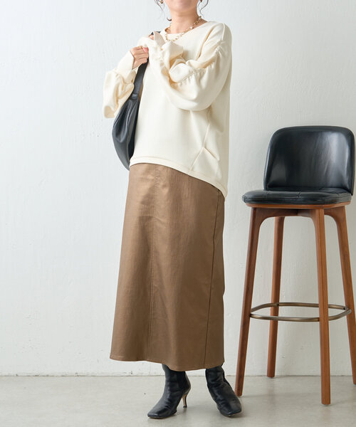 Jena espace merveilleux（ジェナ　エスパスメルヴェイユ）の「袖ギャザーダンボールカットソー（Tシャツ/カットソー・レディース・アイボリー/チャコールグレー/グレー・FREE）」の5枚目の写真