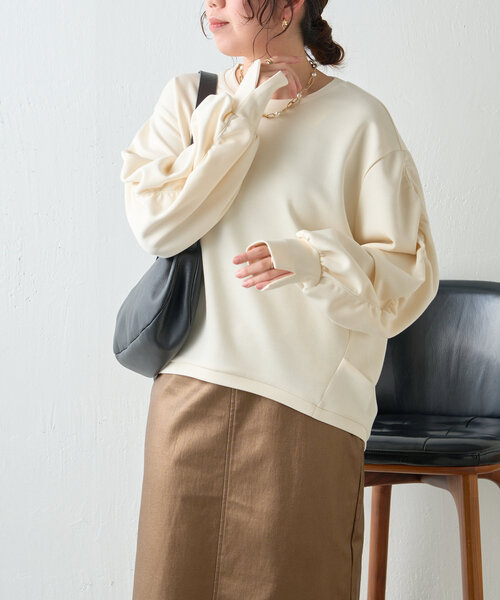 Jena espace merveilleux（ジェナ　エスパスメルヴェイユ）の「袖ギャザーダンボールカットソー（Tシャツ/カットソー・レディース・アイボリー/チャコールグレー/グレー・FREE）」の11枚目の写真