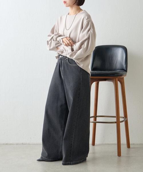 Jena espace merveilleux（ジェナ　エスパスメルヴェイユ）の「袖ギャザーダンボールカットソー（Tシャツ/カットソー・レディース・アイボリー/チャコールグレー/グレー・FREE）」の17枚目の写真