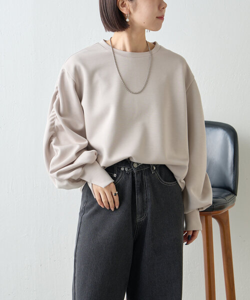 Jena espace merveilleux（ジェナ　エスパスメルヴェイユ）の「袖ギャザーダンボールカットソー（Tシャツ/カットソー・レディース・アイボリー/チャコールグレー/グレー・FREE）」の20枚目の写真