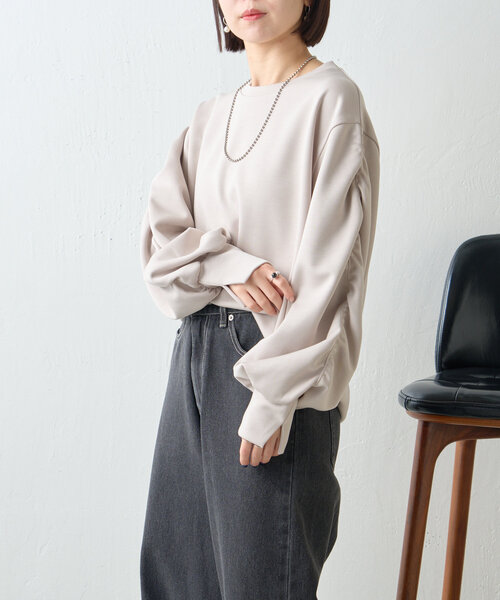 Jena espace merveilleux（ジェナ　エスパスメルヴェイユ）の「袖ギャザーダンボールカットソー（Tシャツ/カットソー・レディース・アイボリー/チャコールグレー/グレー・FREE）」の21枚目の写真