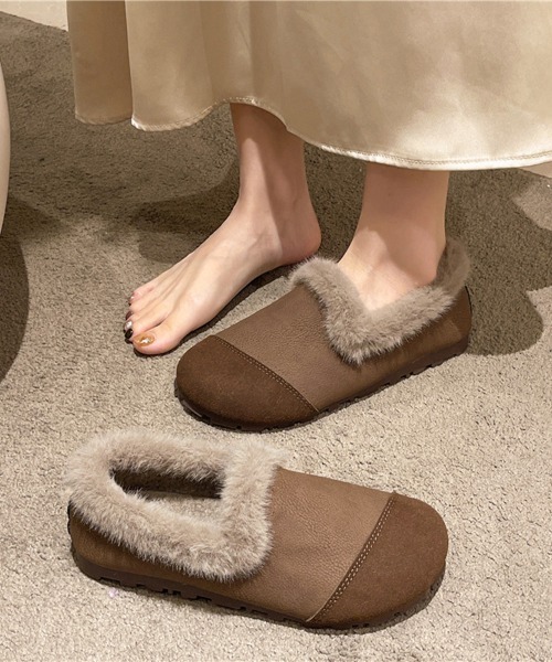Miniministore(ミニミニストア)の「モカシン レディース 裏起毛 冬靴(モカシン/デッキシューズ・レディース・ブラウン/ベージュ/ブラック・25.0cm/24.5cm/24.0cm/23.5cm/23.0cm/22.5cm)」の1枚目の写真