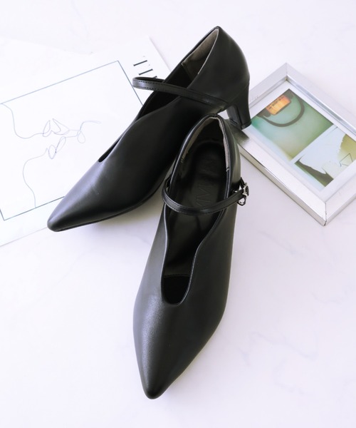 美品　オッフェン♡ポインテッドトゥ　スカラップ　メッシュパンプス　38　ブラック pointed-CROWNP MESH / BLACK | Offen
