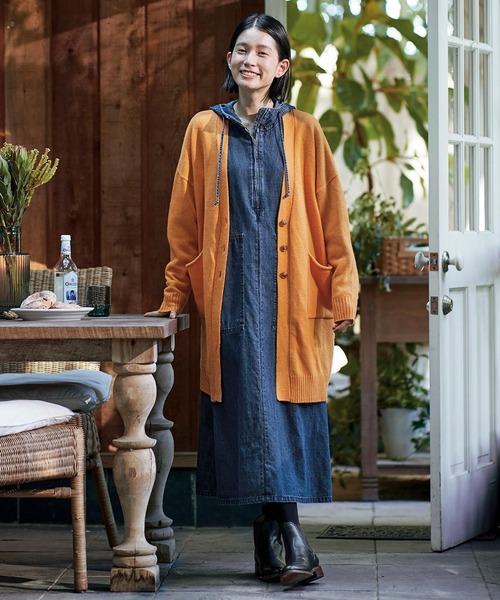 セール】サニークラウズ ネーブルオレンジカーディガン〈レディース