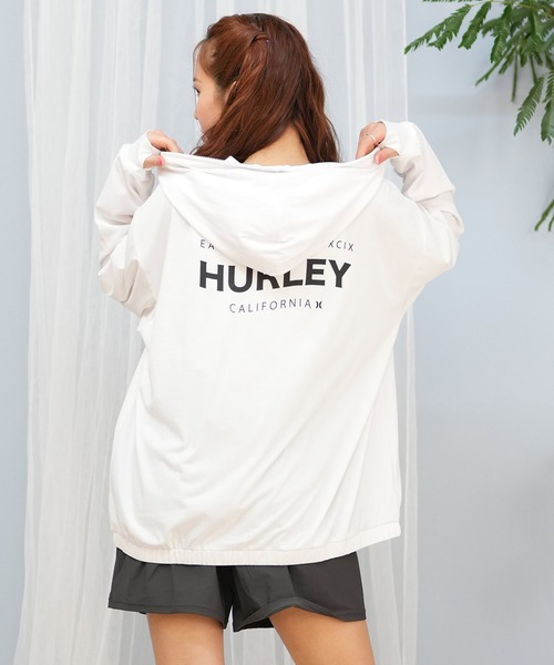 Hurley (ハーレー)の「Hurley/ハーレー ジップアップラッシュガード/水陸両用/UVケア WSRG251009(ラッシュガード・レディース・ホワイト/ブラック/ピンク・M/S)」の2枚目の写真