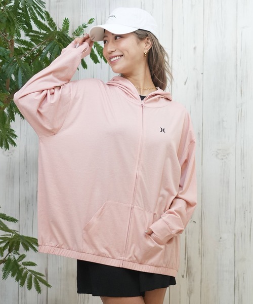 Hurley (ハーレー)の「Hurley/ハーレー ジップアップラッシュガード/水陸両用/UVケア WSRG251009(ラッシュガード・レディース・ホワイト/ブラック/ピンク・M/S)」の7枚目の写真