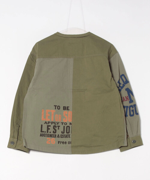 ツイル 切替 プリント ノーカラー ジャケット｜ファッション通販