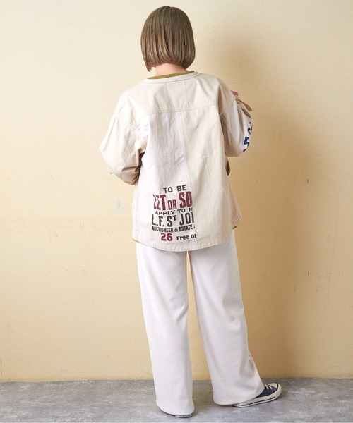 CUBE SUGAR（キューブシュガー）の「ツイル切替プリントノーカラージャケット（ノーカラージャケット・レディース・マルチ/カーキ/ブラック/ナチュラル・M）」の8枚目の写真