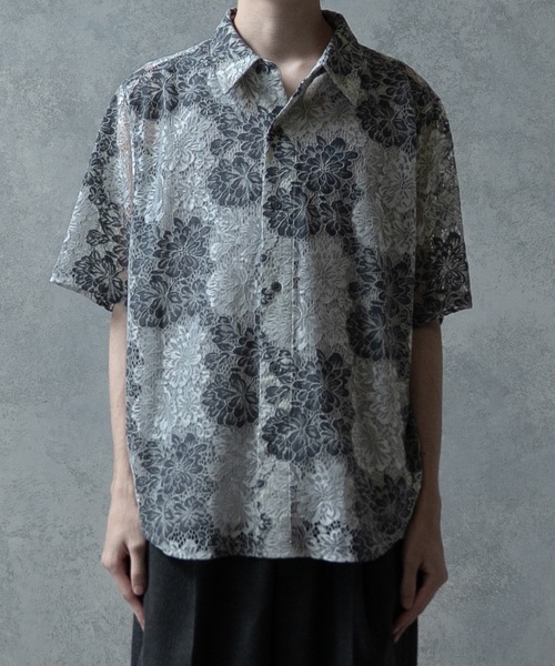 CASPER JOHN（キャスパージョン）の「Various loose shirts -high lace- /バリアスルーズシャツ -ハイレース-（シャツ/ブラウス・メンズ・ブラック系その他/ブルー/ホワイト×ブラック/ブラック/カーキ/ライトブルー/サックスブルー/ネイビー/オレンジ/ホワイト×グレー・X-SMALL/SMALL/MEDIUM/LARGE）」の3枚目の写真