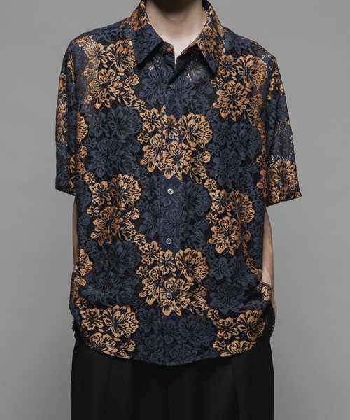 CASPER JOHN（キャスパージョン）の「Various loose shirts -high lace- /バリアスルーズシャツ -ハイレース-（シャツ/ブラウス・メンズ・ブラック系その他/ブルー/ホワイト×ブラック/ブラック/カーキ/ライトブルー/サックスブルー/ネイビー/オレンジ/ホワイト×グレー・X-SMALL/SMALL/MEDIUM/LARGE）」の7枚目の写真