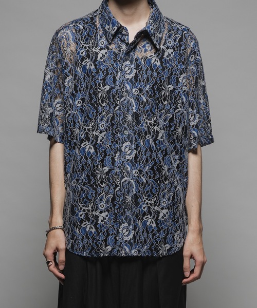 CASPER JOHN（キャスパージョン）の「Various loose shirts -high lace- /バリアスルーズシャツ -ハイレース-（シャツ/ブラウス・メンズ・ブラック系その他/ブルー/ホワイト×ブラック/ブラック/カーキ/ライトブルー/サックスブルー/ネイビー/オレンジ/ホワイト×グレー・X-SMALL/SMALL/MEDIUM/LARGE）」の8枚目の写真
