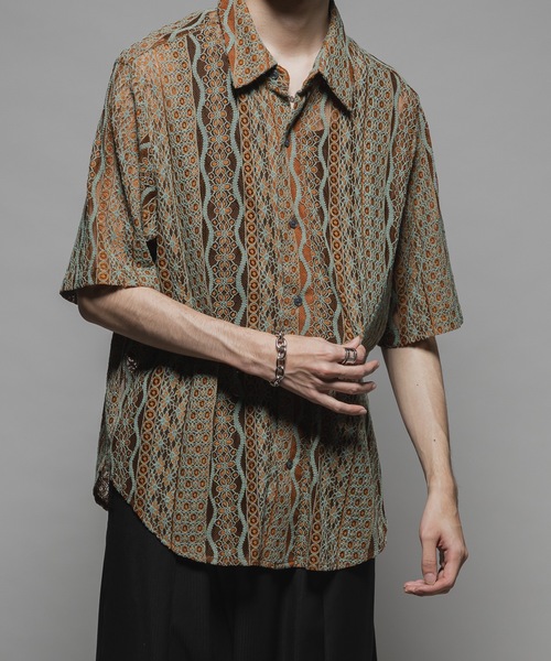 CASPER JOHN（キャスパージョン）の「Various loose shirts -high lace- /バリアスルーズシャツ -ハイレース-（シャツ/ブラウス・メンズ・ブラック系その他/ブルー/ホワイト×ブラック/ブラック/カーキ/ライトブルー/サックスブルー/ネイビー/オレンジ/ホワイト×グレー・X-SMALL/SMALL/MEDIUM/LARGE）」の10枚目の写真