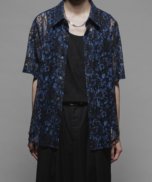 CASPER JOHN（キャスパージョン）の「Various loose shirts -high lace- /バリアスルーズシャツ -ハイレース-（シャツ/ブラウス・メンズ・ブラック系その他/ブルー/ホワイト×ブラック/ブラック/カーキ/ライトブルー/サックスブルー/ネイビー/オレンジ/ホワイト×グレー・X-SMALL/SMALL/MEDIUM/LARGE）」の9枚目の写真