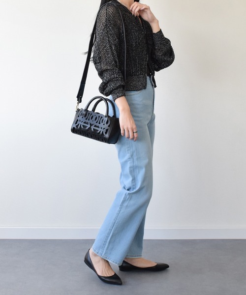 ANITA BILARDI（アニタビラルディ）の「【ANITA BILARDI】カットワークレザーミディアムサイズバッグ(Q56422)（ハンドバッグ・レディース・ベージュ/ブラック・ALL）」の12枚目の写真