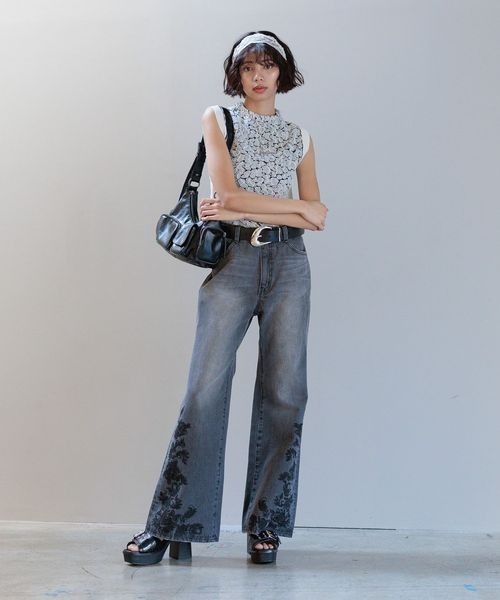 PAGEBOY（ページボーイ）の「フクレジャガードニットノースリーブ（Tシャツ/カットソー・レディース・ブラック/ホワイト系その他/グリーン系その他・FREE）」の10枚目の写真