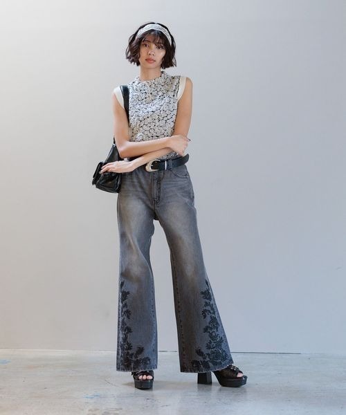 PAGEBOY（ページボーイ）の「フクレジャガードニットノースリーブ（Tシャツ/カットソー・レディース・ブラック/ホワイト系その他/グリーン系その他・FREE）」の11枚目の写真