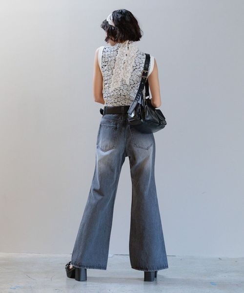 PAGEBOY（ページボーイ）の「フクレジャガードニットノースリーブ（Tシャツ/カットソー・レディース・ブラック/ホワイト系その他/グリーン系その他・FREE）」の12枚目の写真