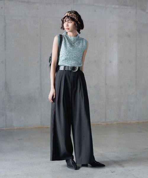 PAGEBOY（ページボーイ）の「フクレジャガードニットノースリーブ（Tシャツ/カットソー・レディース・ブラック/ホワイト系その他/グリーン系その他・FREE）」の16枚目の写真