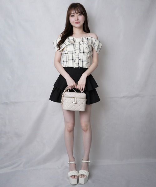 セール】ツイードリボンオフショルトップス（シャツ/ブラウス