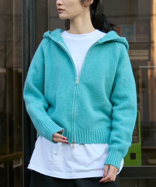 MERLOT（メルロー）の「ダブルジップニットパーカー（パーカー・レディース・グレー/ライトブルー・FREE）」の5枚目の写真